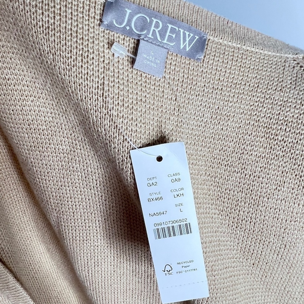 NWT J Crew Long V Neck Sweater Blazer Light Khaki Tan L - Picture 6 of 7